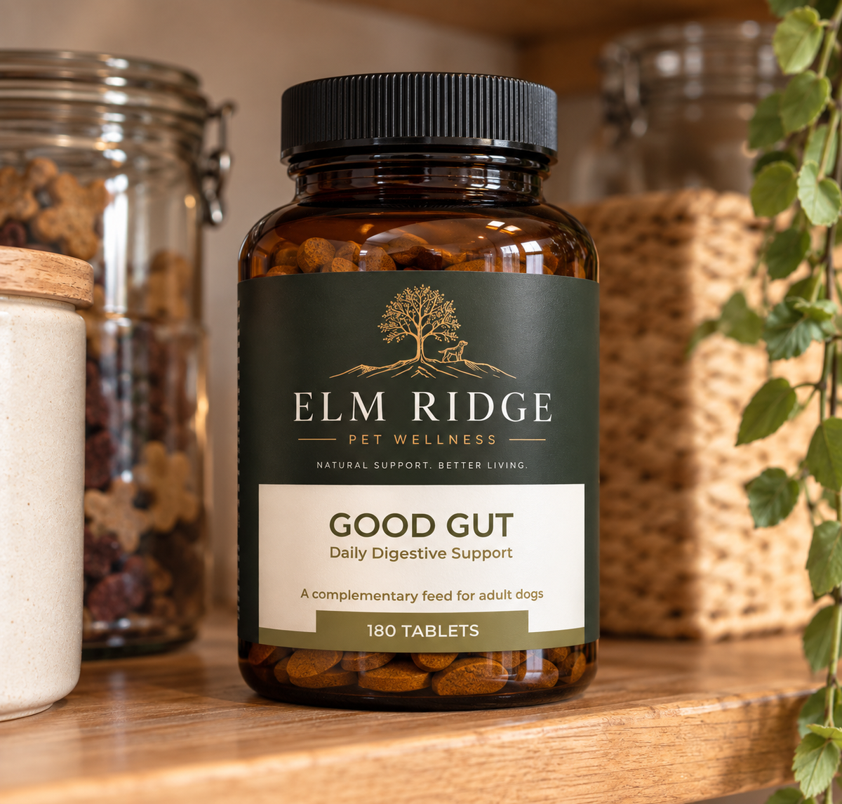 Elm Ridge Digestive Support dog supplement with probiotics, digestive enzymes and inulin